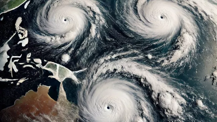 Tres ciclones tropicales se forman simultáneamente en el Pacífico Sur durante este febrero de 2025