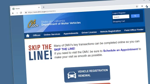 Web oficial del DMV de California
