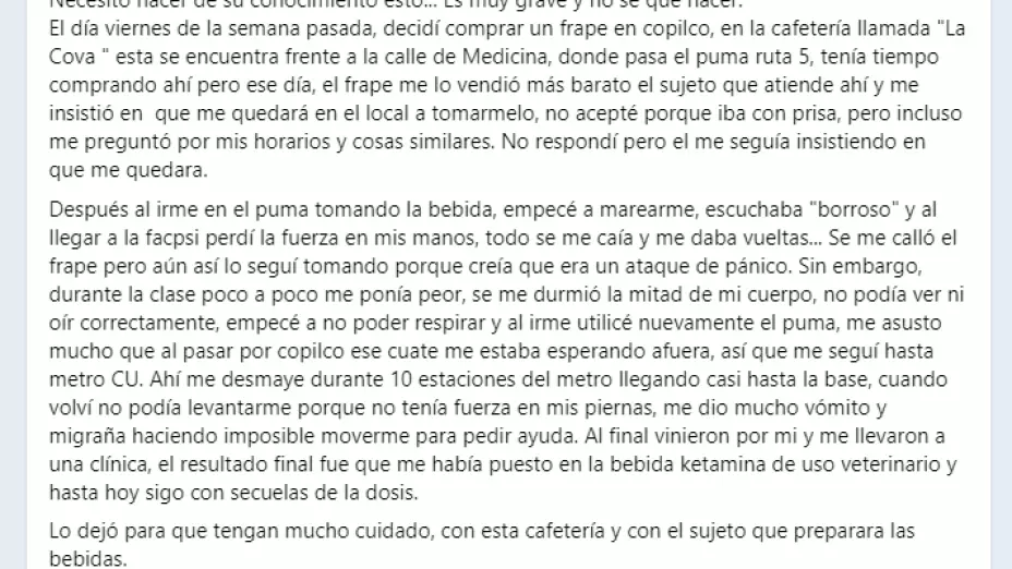 La denuncia se hizo en redes sociales.