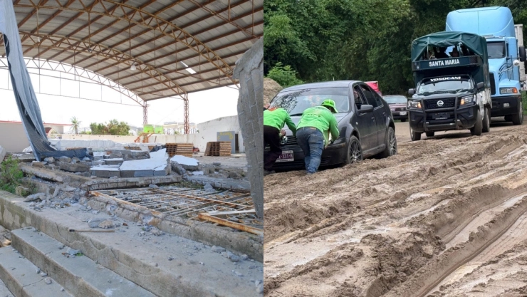 Casas destruidas y carreteras llenas de lodo tras huracán Erick en Pinotepa Nacional en Oaxaca