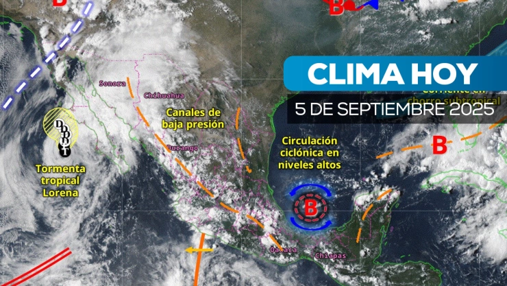 Conoce el pronóstico del clima 5 de septiembre en México: ciclón Lorena se debilita pero dejará lluvias intensas y calor extremo en varias regiones.