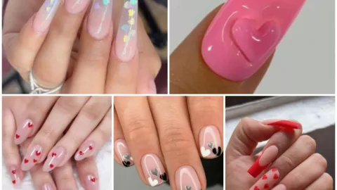 uñas acrílicas corazones diseños