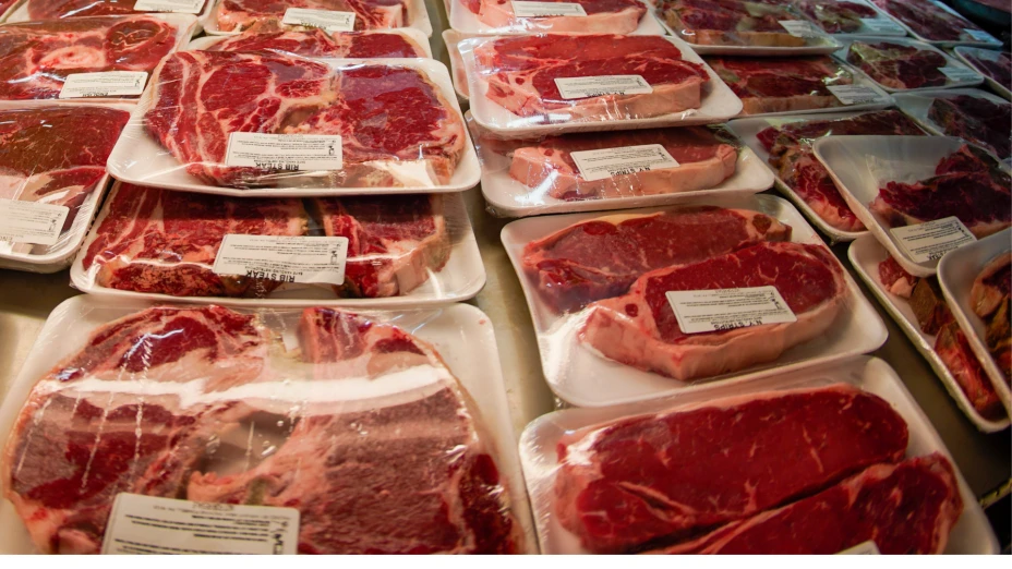 Venta de carne en Fombell, Pensilvania.