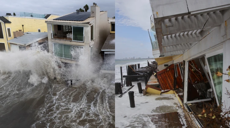 Así impactó la tormenta tropical “Rachel” en California, Estados Unidos: Olas de hasta 2 metros golpearon casas en las costas | VIDEOS