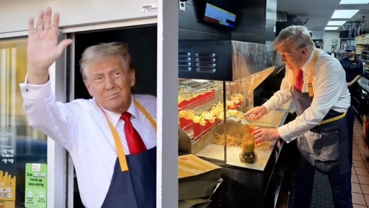 Captura del video en el que Donald Trump sirvió papas fritas en McDonald’s.
