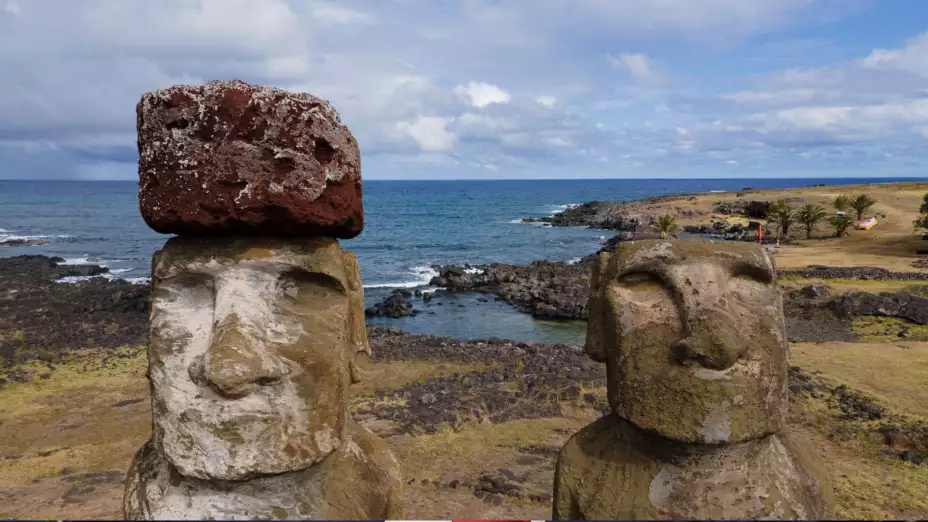 Las estatuas Moai. en la Isla de Pascua, Chile.