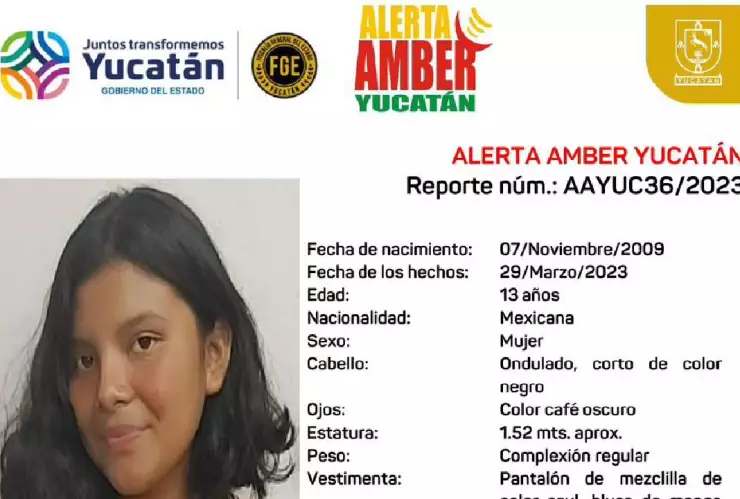 Niña DESAPARECE en Yucatán y FGE activa Alerta Amber