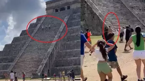 Turista sube pirámide de Chichén Itzá, fue arrestado