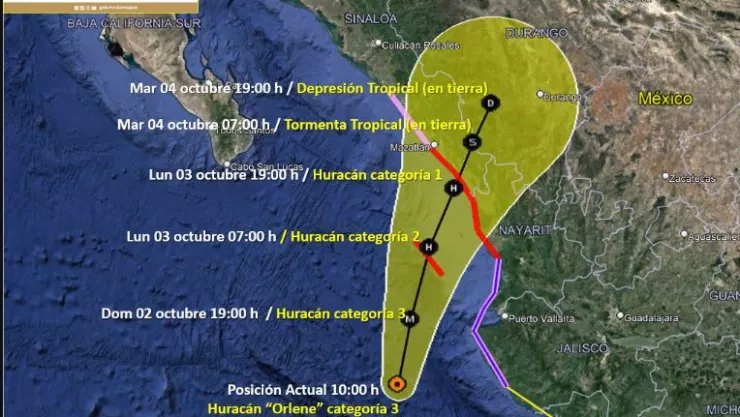huracán orlene categoría 4 jalisco