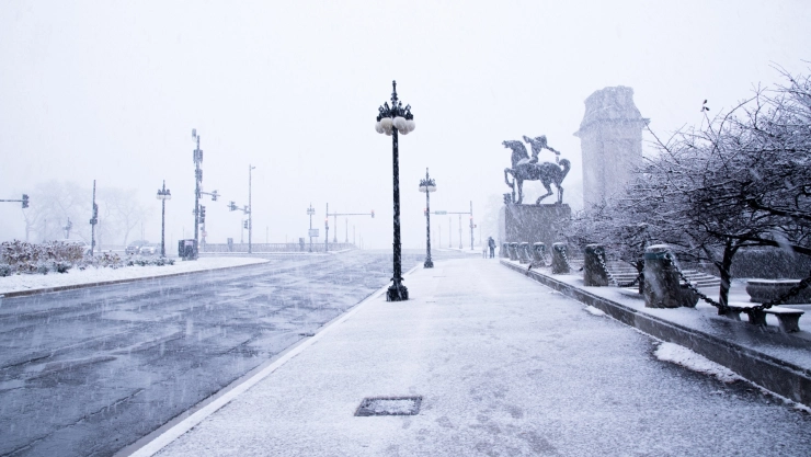 La ciudad de Chicago cubierta de nieve