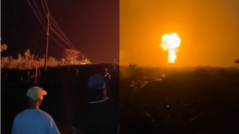 Fuerte explosión por erupción de volcán de lodo en Colombia hoy 25 febrero 2026