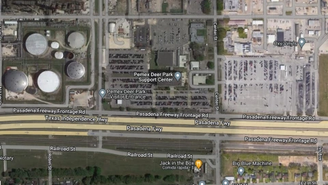 refinería de Deer Park, Texas vista en Google Maps