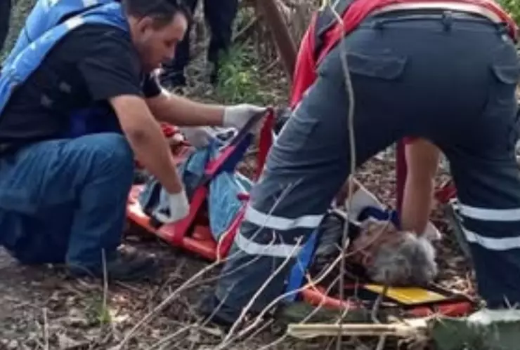 Abandonan a abuelito inválido en terreno baldío en Veracruz.