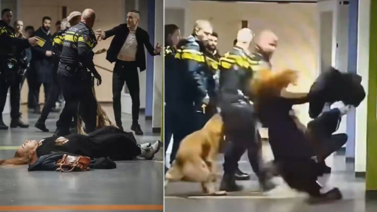 Policía derriba a mujer embarazada
