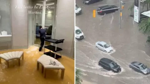 Lluvias torrenciales en Toronto inundan calles y la casa de Drake _ VIDEO