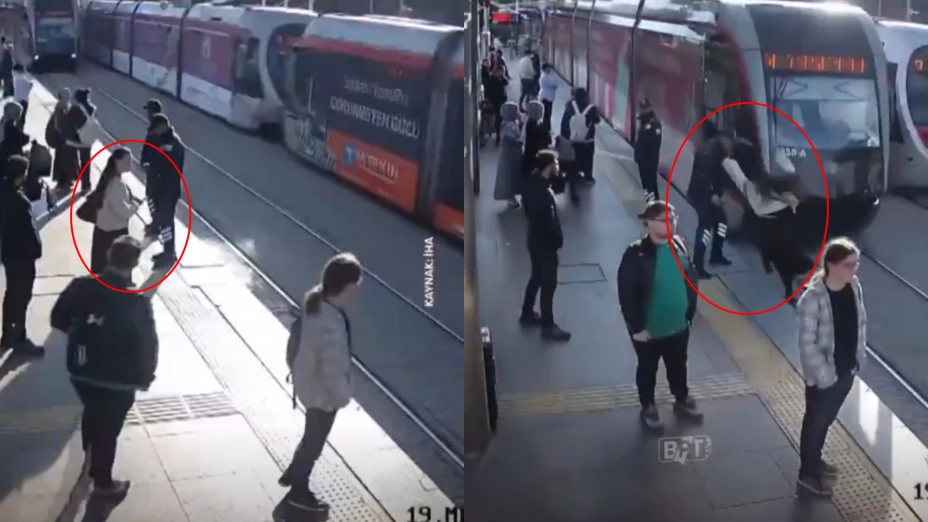 Joven distraída metro de Turquía