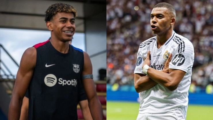 Lamine Yamal del Barcelona y Kylian Mbappé del Real Madrid