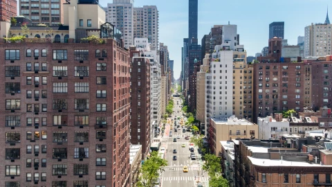 Vista aérea de apartamentos en la ciudad de Nueva York
