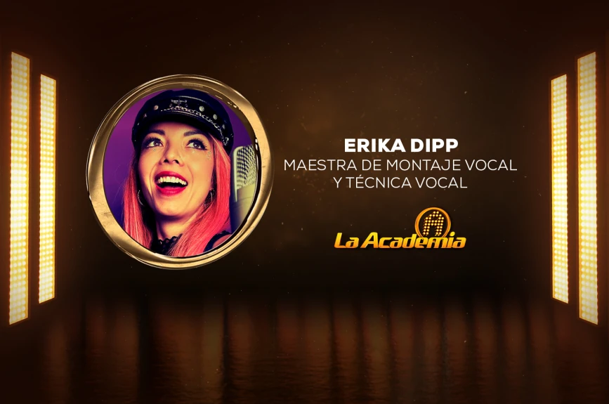 Erika Dipp es especialista en Vocal Coach y entrenamiento de la voz desde el 2011 y estará a cargo de realizar montajes vocales que resalten la técnica de cada alumno.