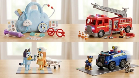 Juguetes Bluey y Paw Patrol profesiones