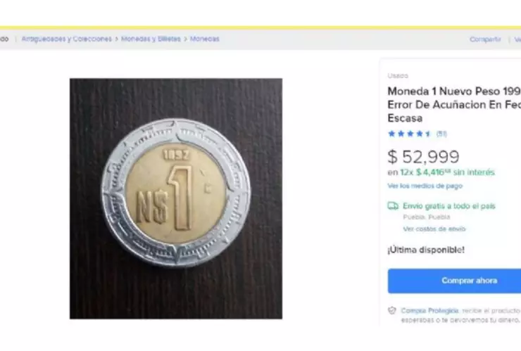 Moneda de un peso en mercado libre