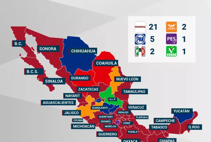Este es el mapa político de México rumbo a las elecciones 2024