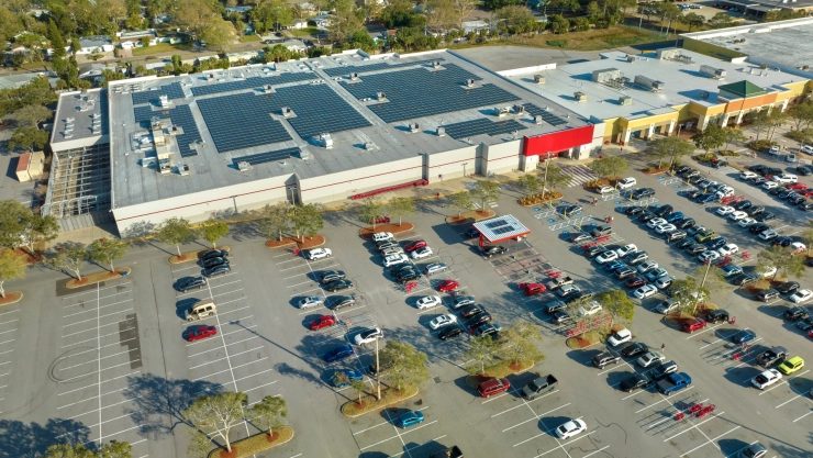 Vista aérea de un centro comercial en Estados Unidos
