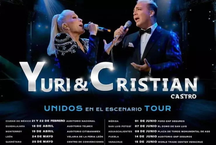 Yuri y Cristian Castro en Mérida 2024_ Fecha y precio de los boletos para concierto Unidos en el Escenario Tour