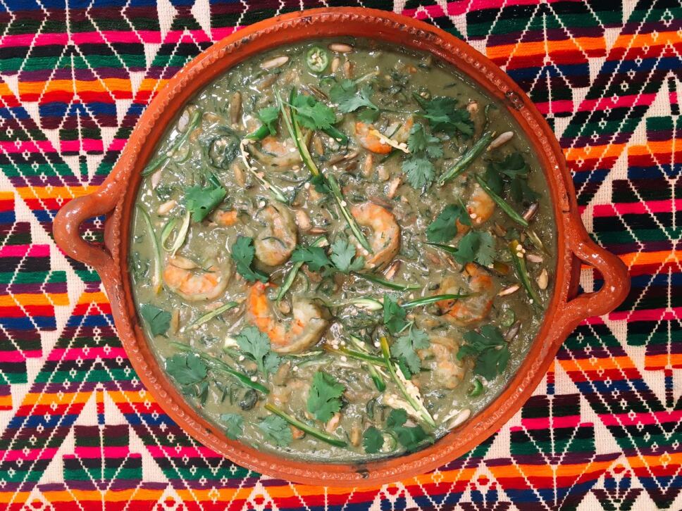 Camarones y romeritos en pipián, Cocineros Mexicanos