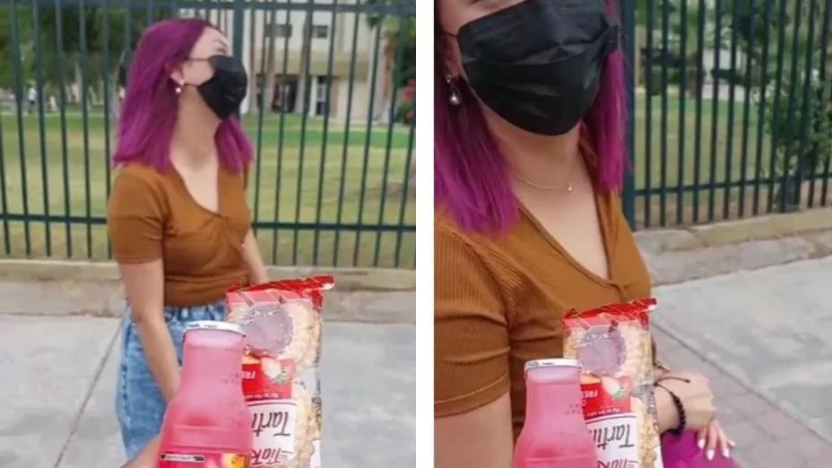 Un papá lleva el lunch a hija en su primer día de universidad.