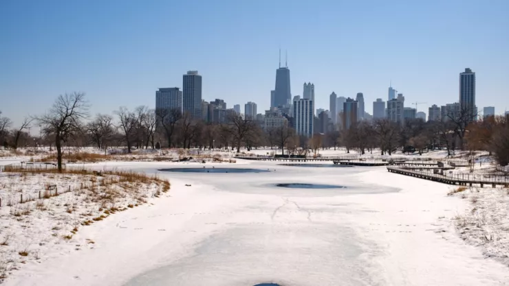 Invierno en la ciudad de Chicago, Illinois.