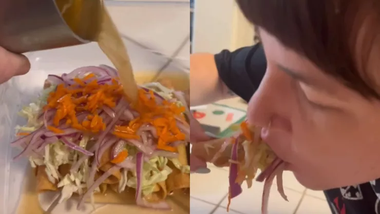 Pareja estadounidense prueba por primera vez los tacos dorados al estilo de Sinaloa