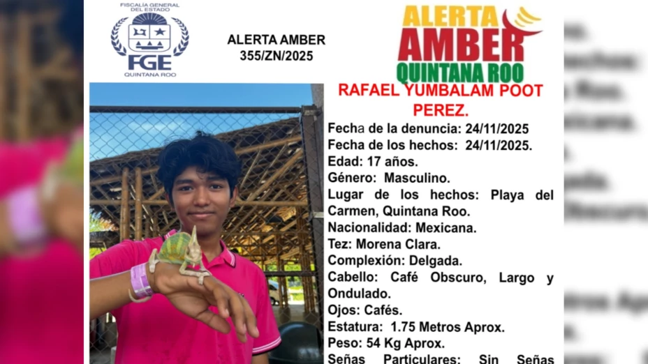 Activan Alerta AMBER: Buscan a Rafael Yumbalam Poot Pérez, desaparecido en Playa del Carmen; esto se sabe