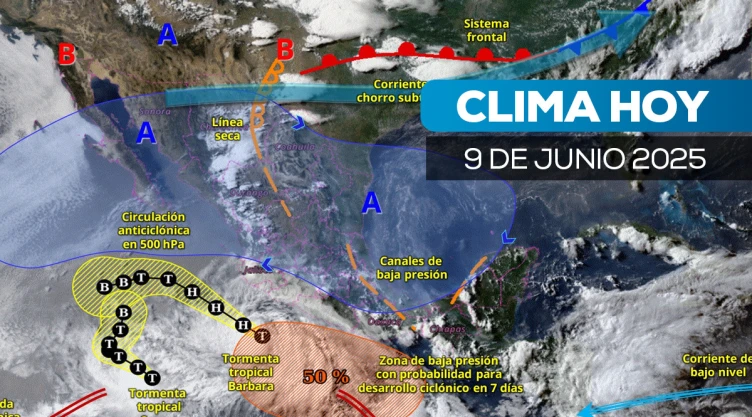 Tormenta tropical Bárbara se intensifica en el Pacífico; así el clima hoy 9 de junio