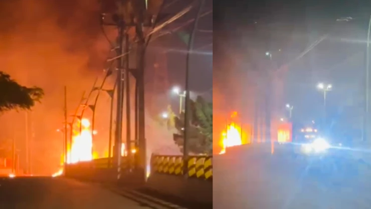 Tráiler se calcina tras choque en Los Amorosos en Tuxtla Gutiérrez