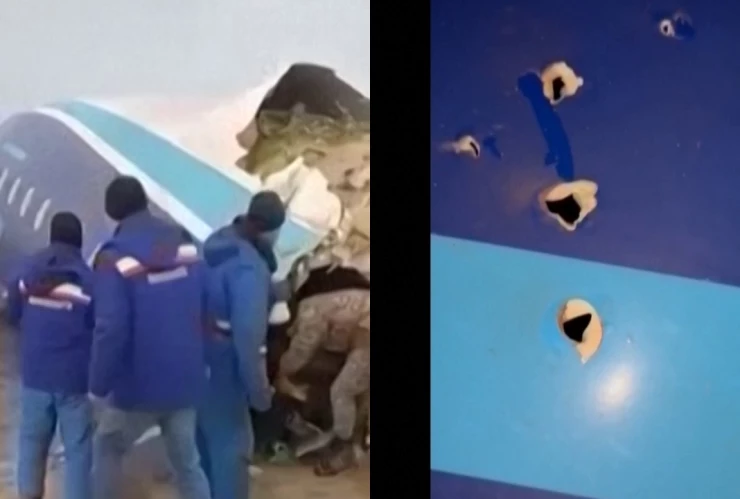 Fotos del avión derribado de Azerbaijan Airlines el 25 de diciebre de 2025.