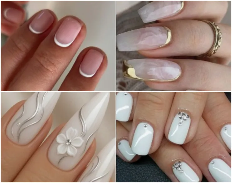 diseño de uñas blancas decoradas