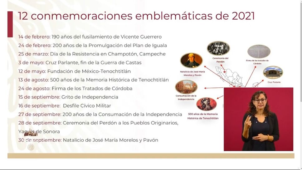 En 2021 habrá 12 conmemoraciones emblemáticas de la historia del país