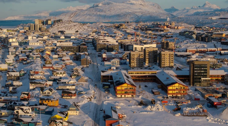 Una vista de dron muestra una vista general de Nuuk, Groenlandia , el 15 de enero de 2026.