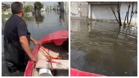 VIDEO: Chalco, inundado tras severas lluvias en el Edomex; ¡Vecinos se transportan en lancha!
