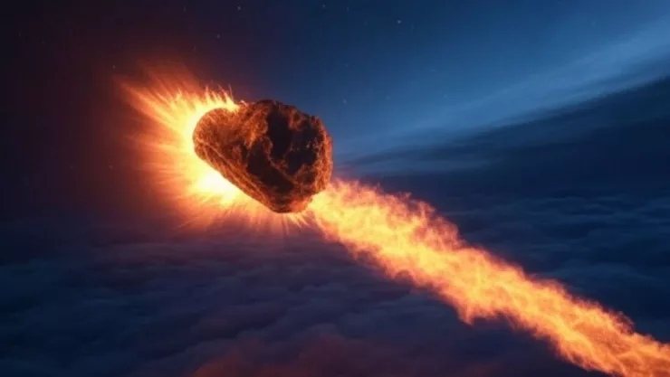 asteroide impactando la atmosfera de la Tierra