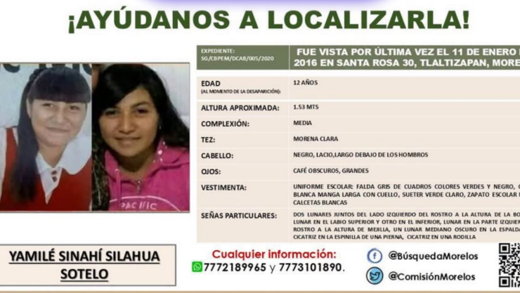 Se busca a Yamile Sinahí Silahua Sotelo, menor desaparecida en Tlaltizapán.