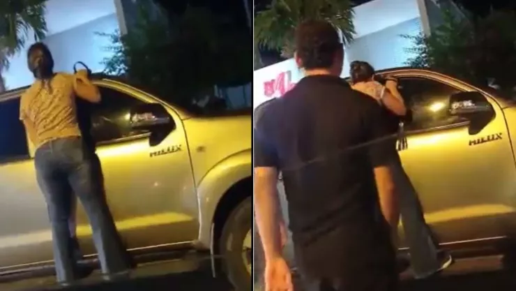 mujer descubre infidelidad y se cuelga de la camioneta de su esposo para bajar a la amante.jpg