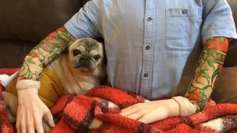 PERRITO EXTRAÑA A SU DUEÑO Y LE DAN UN MANIQUÍ