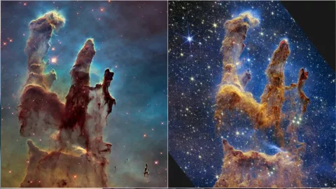 FOTOS: NASA revela nueva imagen de los Pilares de la Creación; así se vio con 19 años de diferencia
