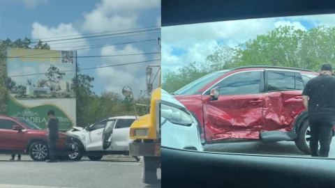 ¡Encontronazo matutino! Se registra choque en la avenida 135 en Cancún