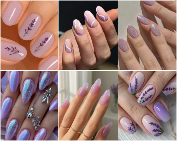 diseño uñas lavanda mate