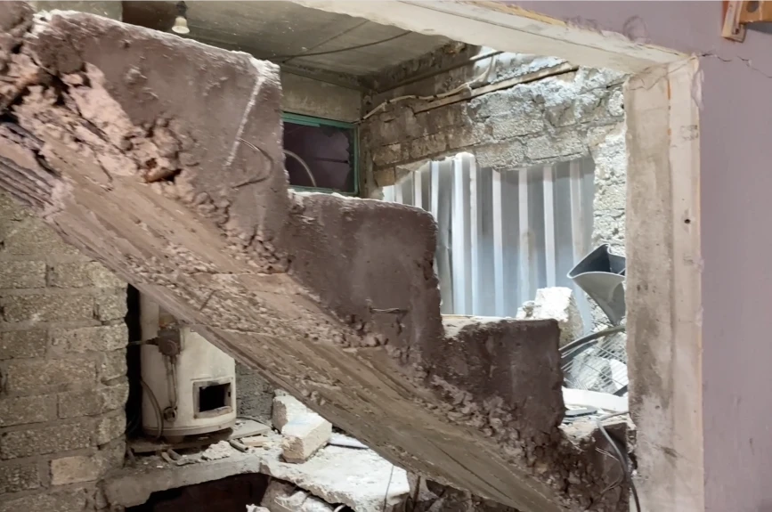 Hogar de la familia Frías después de una explosión.
