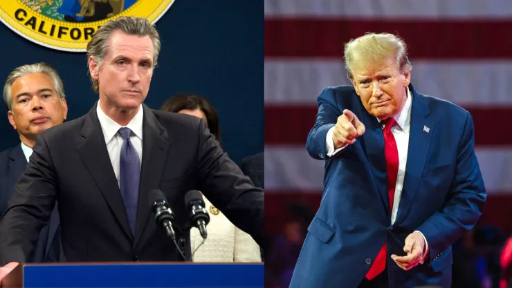 A la izquierda, el gobernador de California Gavin Newsom; a la derecha, el exmandatario Donald Trump.