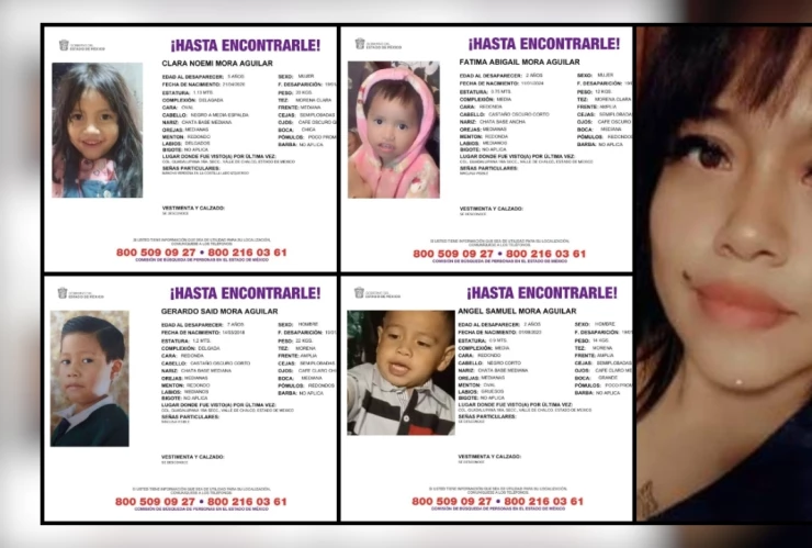 Madre desapareció en Valle de Chalco con sus cuatro hijos menores de edad.